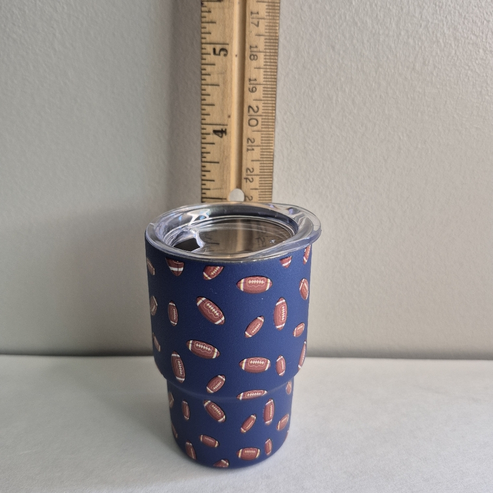 Little Boys Mug Blue Tumbler with Football Design With Reusable Straw - Picture 4 of 6